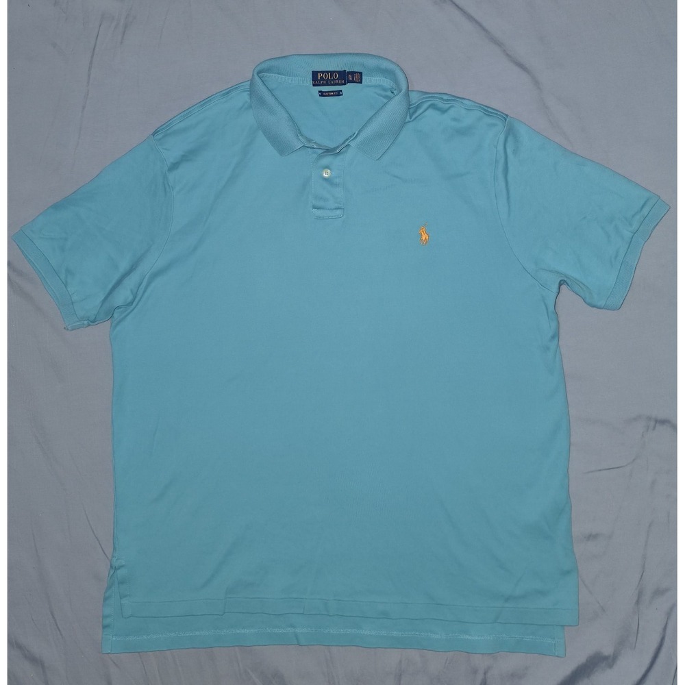 Polo Ralph Lauren Polo Shirt Mens XL Teal Short Sleeve Gold Pony Logo